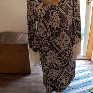 Gray blue and white dress